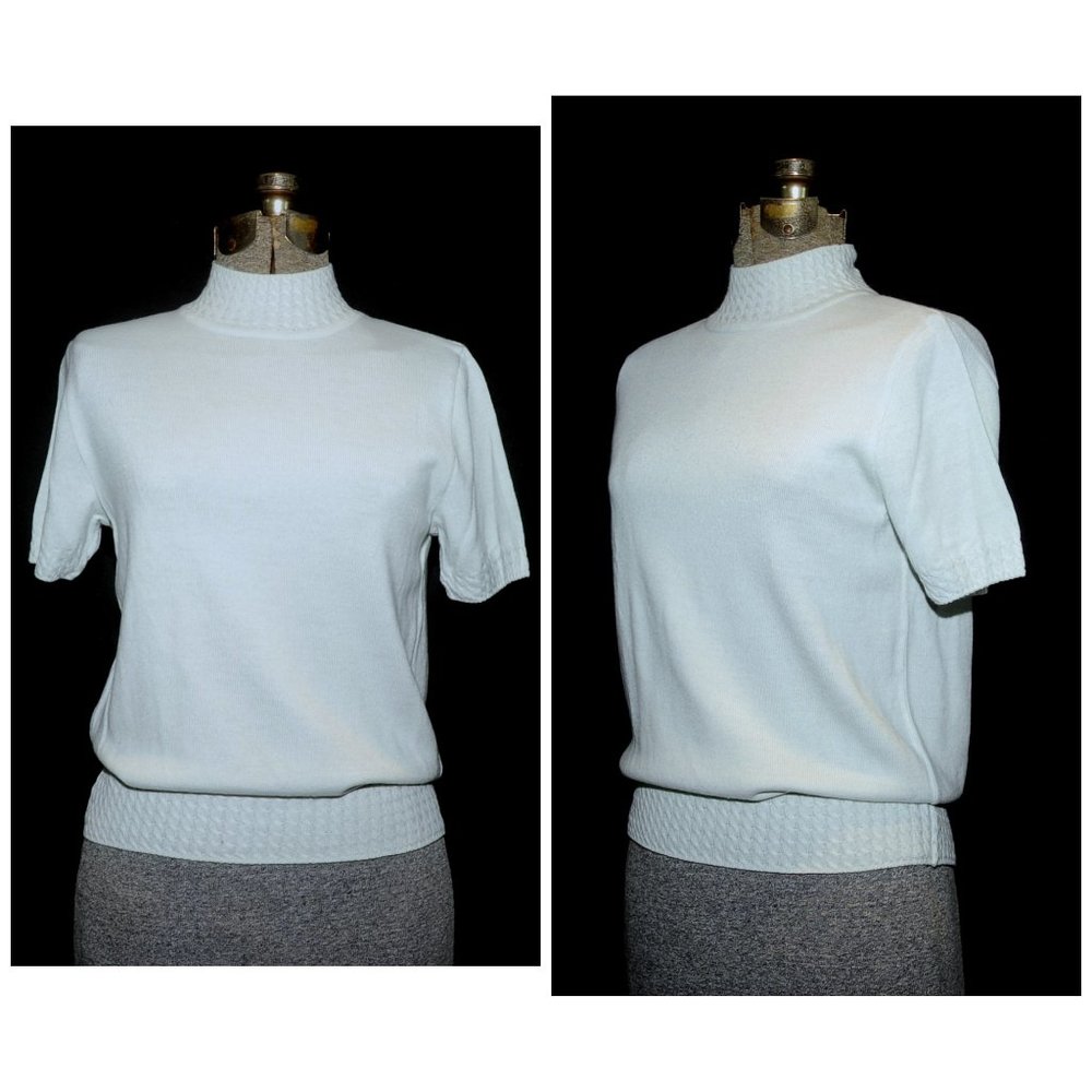 Aran Crafts Ireland Mint Green Merino Wool & Acrylic Short-Sleeved Top Blouse XS